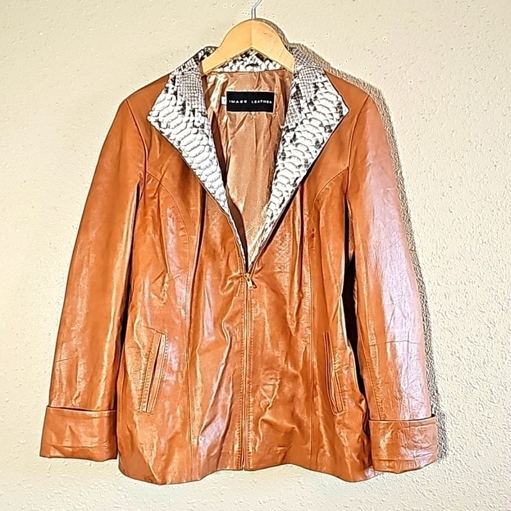 Image Leather Zipper Leather Jacket